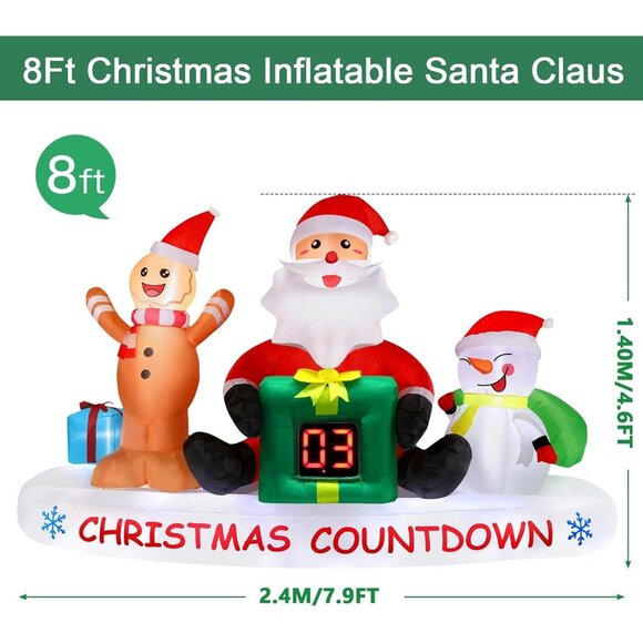 🆕8 FT Christmas Inflatable Countdown Clock Snowman Blow Up Outdoor Decorations - Picture 5 of 10